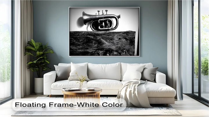 Rustic Trumpet Still Life – Black and White Vintage Music Canvas Prints - MyPhotoStation
