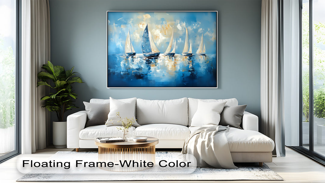 Sailing into Light – Abstract Ocean Regatta Canvas Print