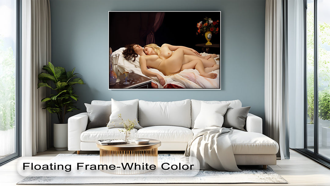 Lovers in Repose – Erotic Couple Canvas Print | Horizontal Bedroom Art