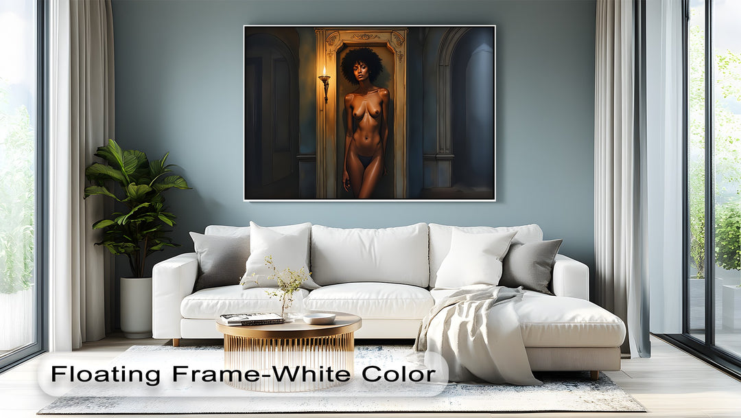 Nocturne Flame – Sensual Erotic Canvas Wall Art | Framed Vertical Artwork