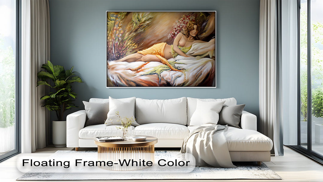 Golden Bloom – Romantic Nude Wall Art | Large Sensual Canvas Print