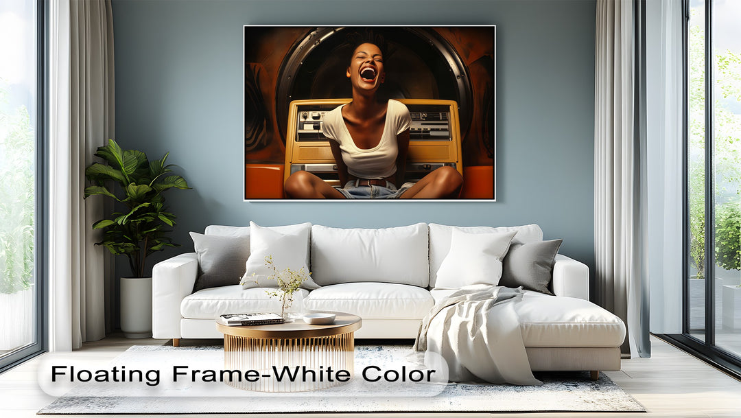 Stereo Laugh – Retro Jukebox Joy Canvas Print