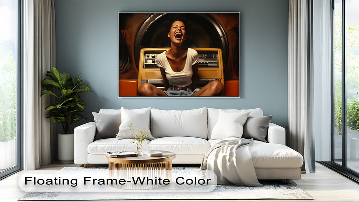 Stereo Laugh – Retro Jukebox Joy Canvas Print