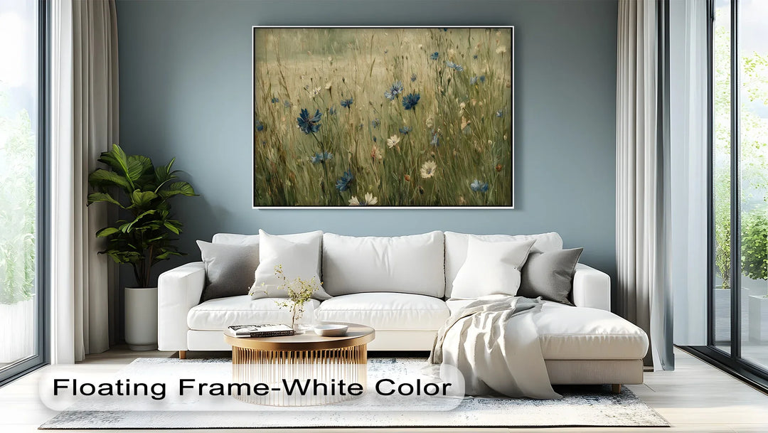 Whispers of Blue – Wildflower Meadow Scene Canvas Print - MyPhotoStation