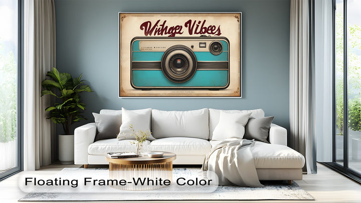 Vintage Vibes Camera – Retro Teal Canvas Print