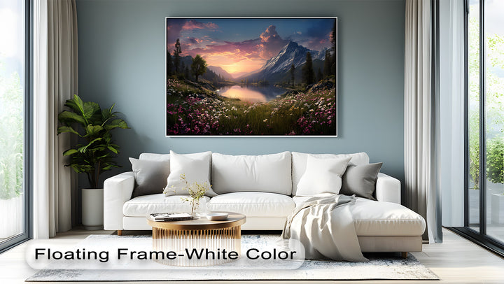 Serenity at Dusk – Sunset Mountain Lake Canvas Print