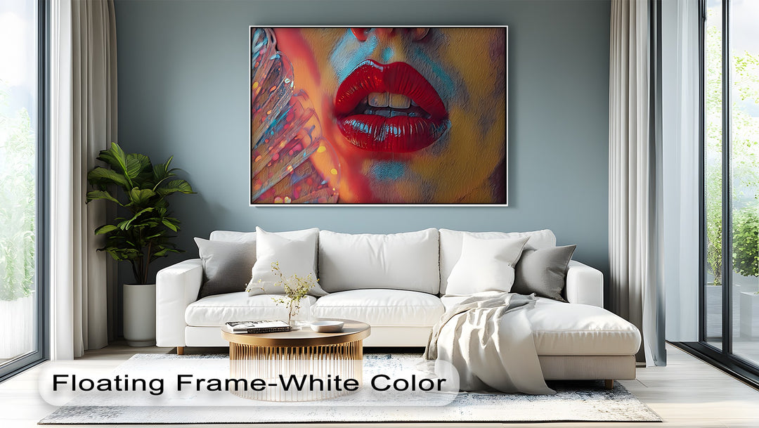 Crimson Heat – Erotic Red Lips Canvas Wall Art | Large Wall Art