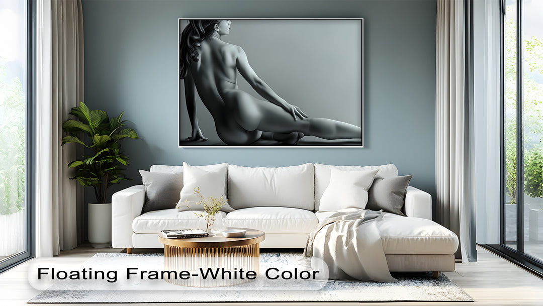 Silver Serenity – Nude Female Back Canvas Wall Art | Bedroom Art
