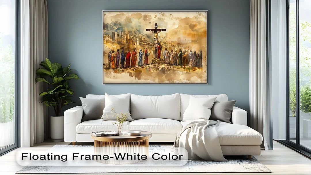 Jesus on the Cross with Disciples - Jesus Canvas Print
