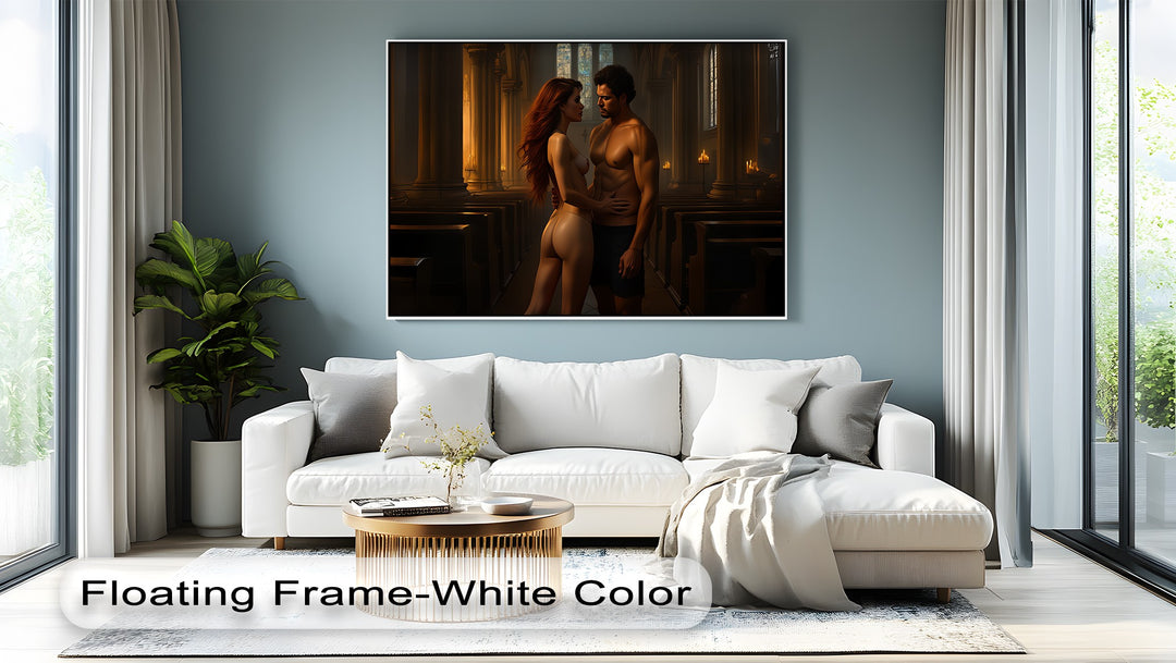 Divine Union – Erotic Gothic Canvas Art | Romantic Large Bedroom Print