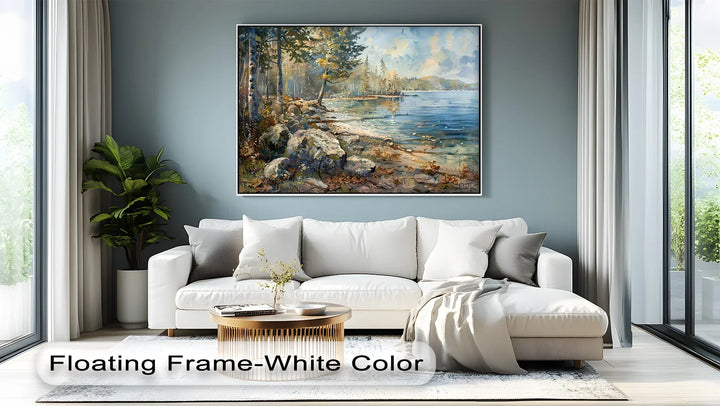 Tranquil Lakeside Morning – Serene Forest and Water Canvas Print - MyPhotoStation