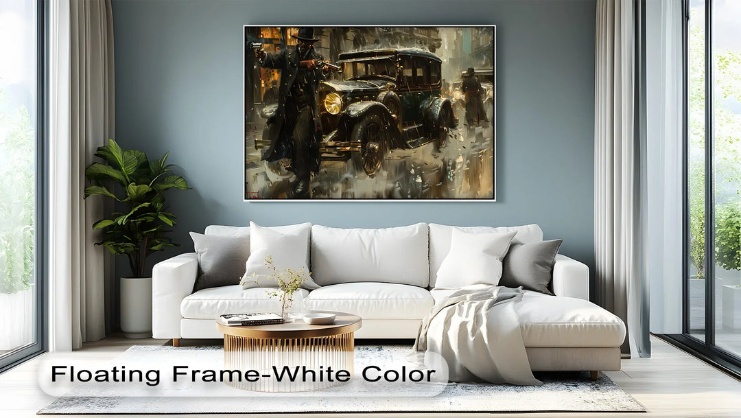 1920s Gangster Shootout Scene – Car Canvas Print - MyPhotoStation
