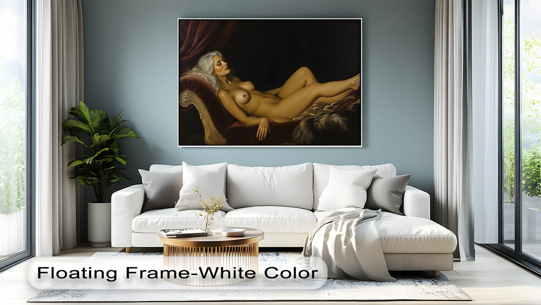 Velvet Nude Recline – Erotic Horizontal Canvas Print | Nude Art