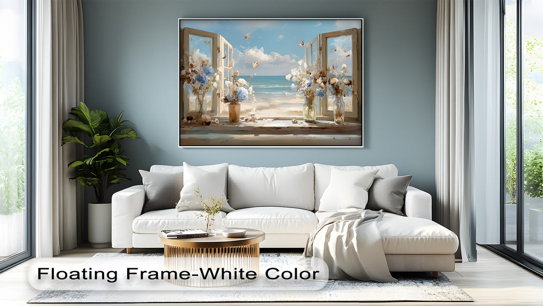 Coastal Breeze Awakening – Open Window Seaside Canvas Print