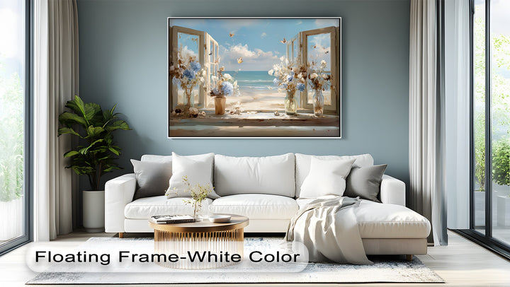 Coastal Breeze Awakening – Open Window Seaside Canvas Print