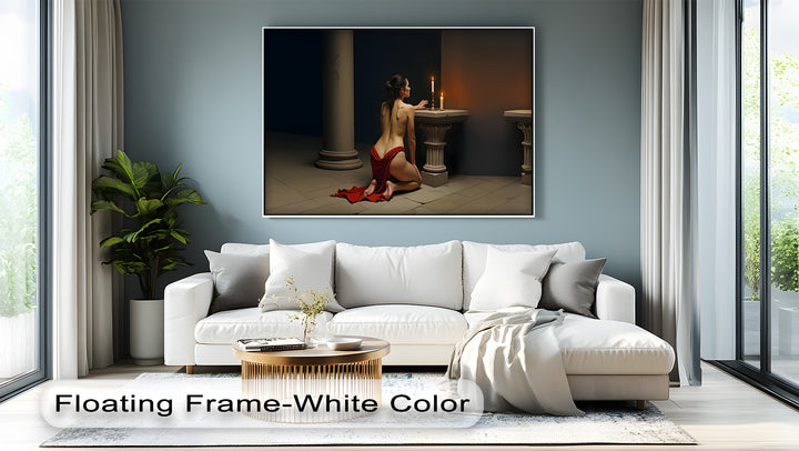 Sacred Ember – Erotic Candlelight Prayer Canvas Wall Art | Big Canvas