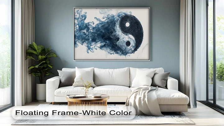 Modern spiritual symbol canvas artwork with soft flowing details

