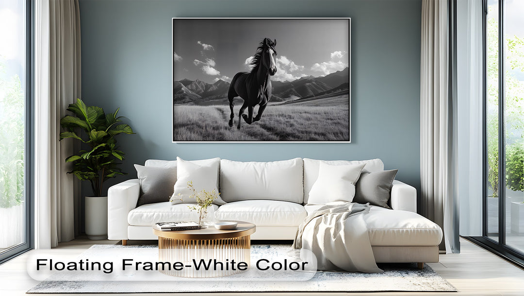 Unbridled Spirit – Running Horse in Mountain Field Canvas Print