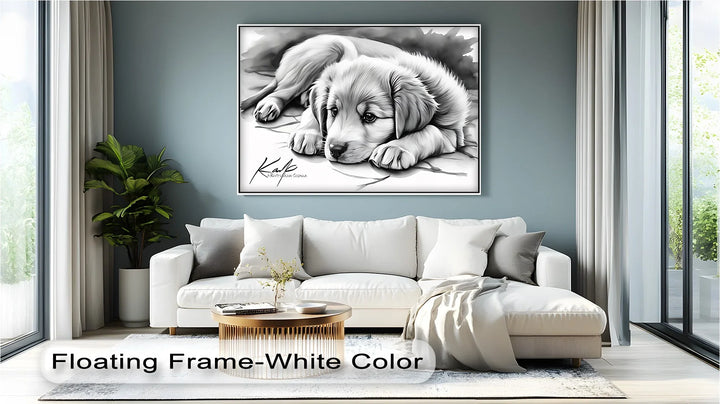 Gentle Gaze – Sad-Eyed Puppy in Black & White Canvas Print - MyPhotoStation