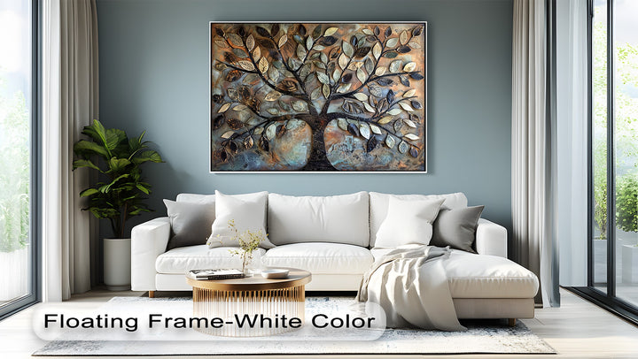 Square high quality canvas prints depicting a Tree of Life, a 3D style botanical wall art piece with rich textures.