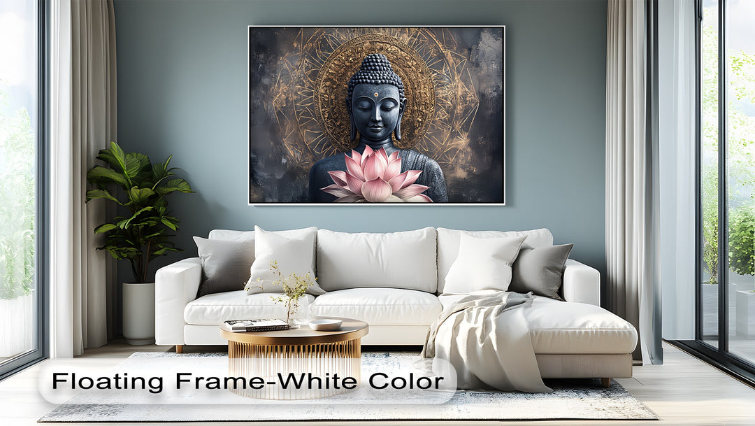 Enlightened Serenity – Buddha with Lotus Flower Canvas Print