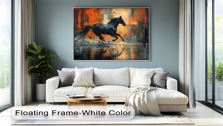 Midnight Momentum – Abstract Running Horse Canvas Print