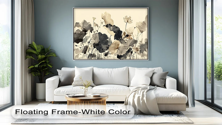Ethereal Lotus Dance – Minimalist Ink Floral Canvas Print - MyPhotoStation