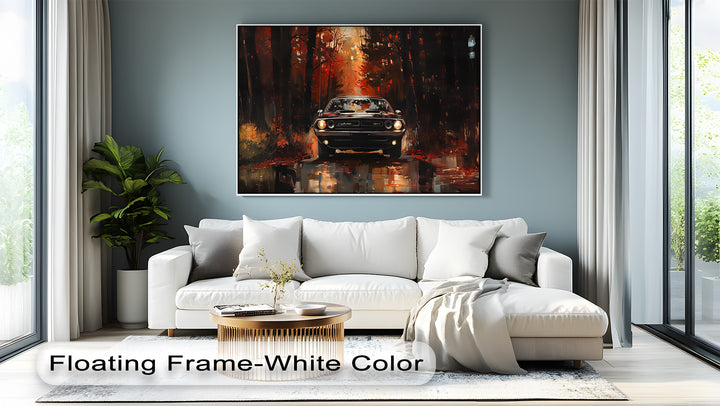 Dodge Challenger in Autumn Forest – Car Canvas Print