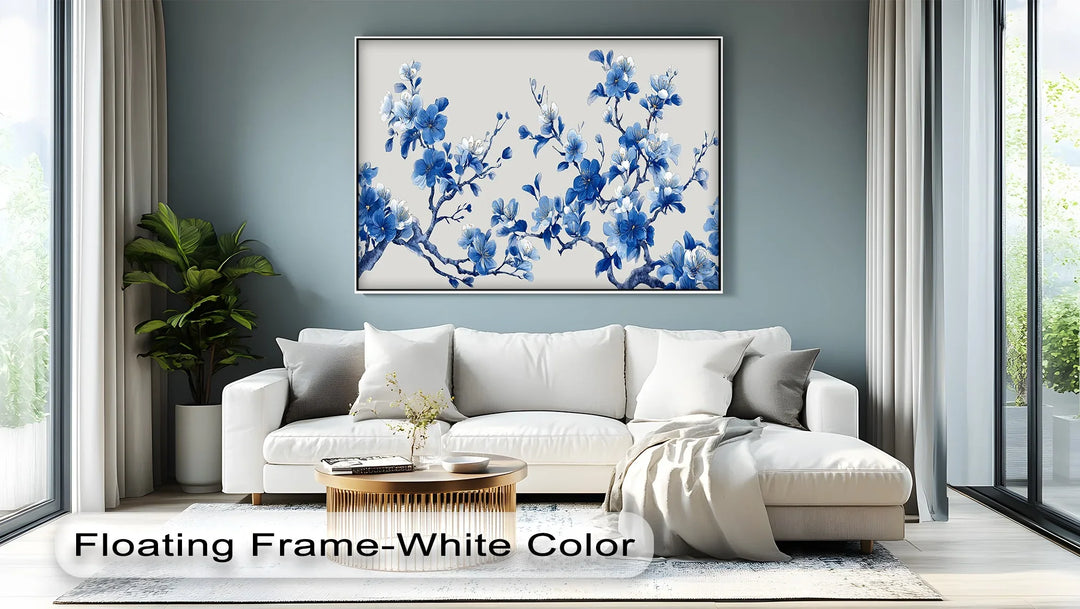 Blue Blossom Harmony – Cherry Flower Branch Canvas Print - MyPhotoStation
