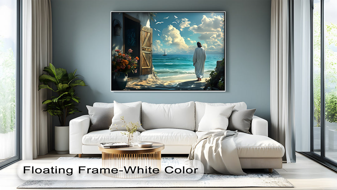 Peace by the Shore – Jesus Walking on the Beach Canvas Print