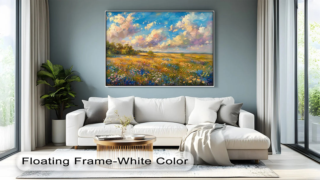 Golden Meadow Bloom – Colorful Wildflower Landscape Canvas Print - MyPhotoStation