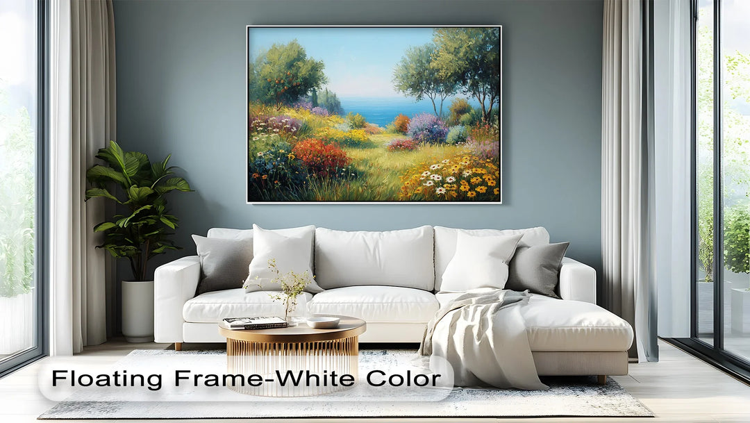 Mediterranean Bloom – Vibrant Floral Seascape Canvas Print - MyPhotoStation