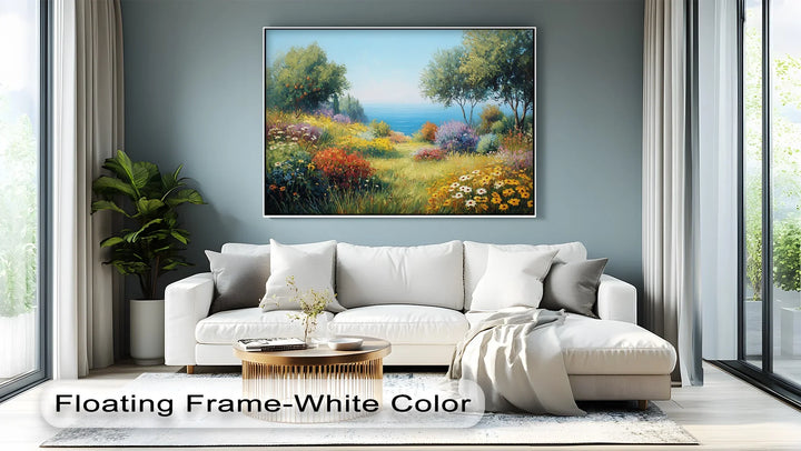 Mediterranean Bloom – Vibrant Floral Seascape Canvas Print - MyPhotoStation