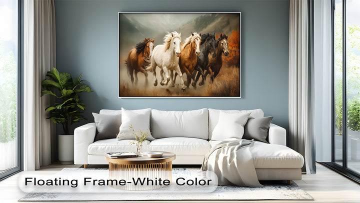Thundering Freedom – Wild Horses Running in Autumn Canvas Print