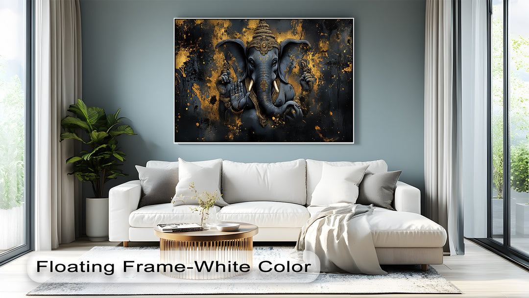 Sacred Guardian – Lord Ganesha with Four Arms Canvas Print