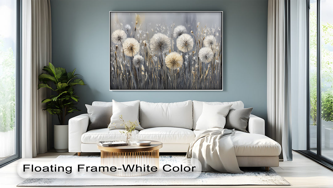 Whispers of the Meadow – Dandelion Field in Neutral Tones Canvas Print