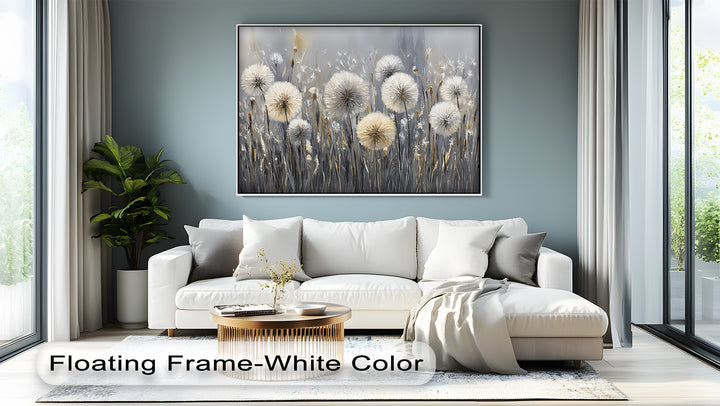 Whispers of the Meadow – Dandelion Field in Neutral Tones Canvas Print