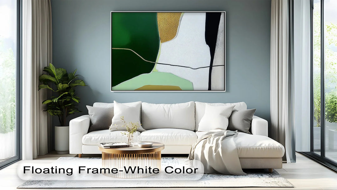 Modern Earth Divide – Green and Gold Abstract Landscape Canvas Print - MyPhotoStation