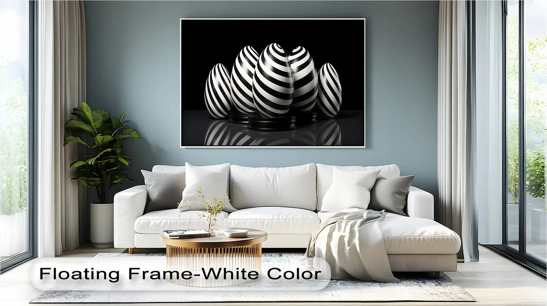 Modern Spiral Egg Pattern – Black & White Canvas Print - MyPhotoStation