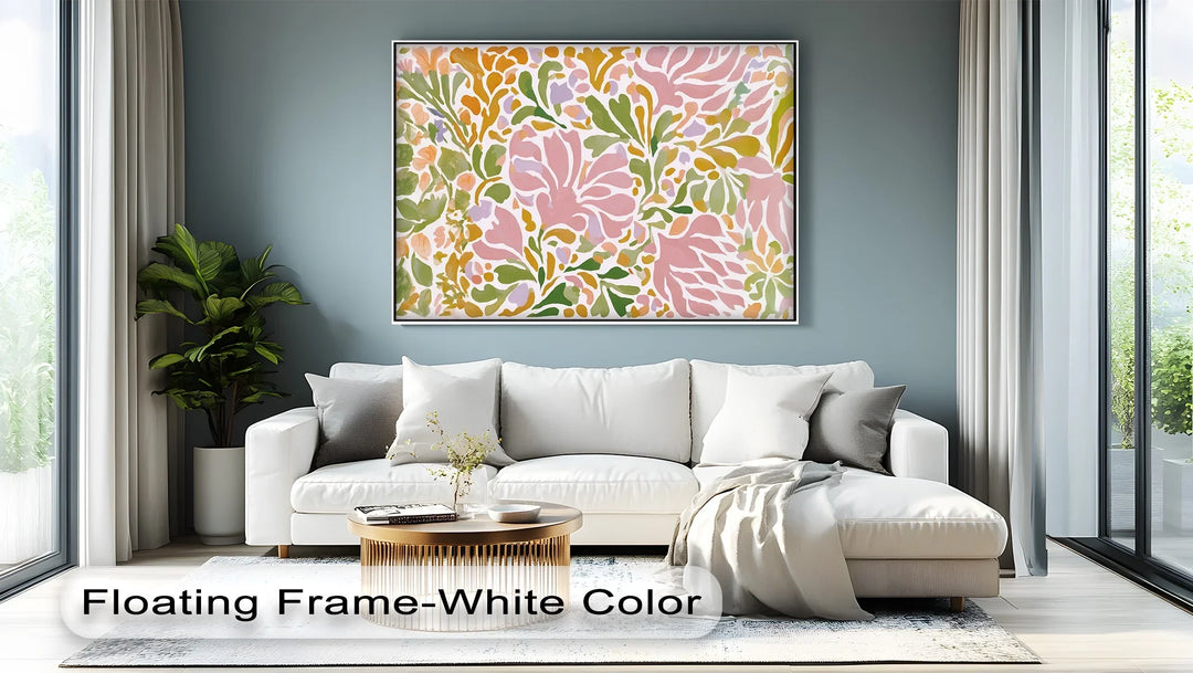 Boho Floral Harmony – Pastel Botanical Pattern Canvas Print - MyPhotoStation