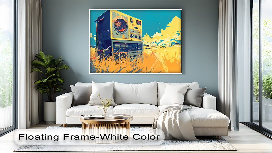Retro Tape Machine in a Golden Meadow - Retro Canvas Print