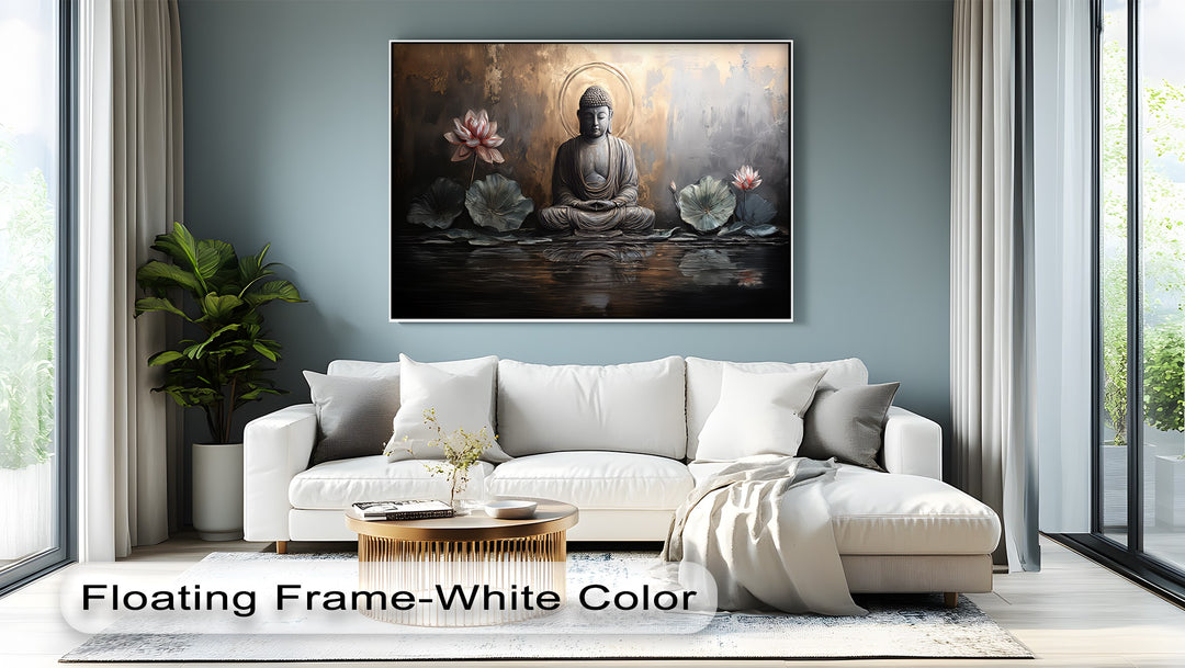 Lotus Tranquility – Seated Buddha Reflection Canvas Print