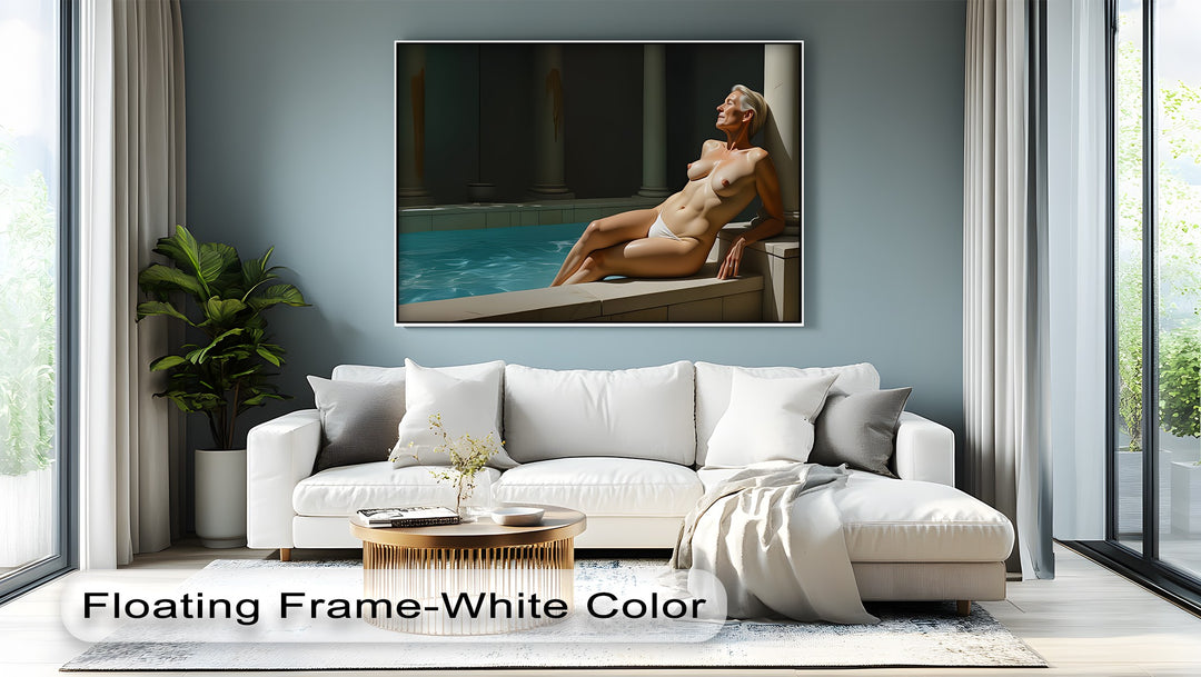 Mature Nude Poolside - Erotic Canvas Wall Art | Sexy Art