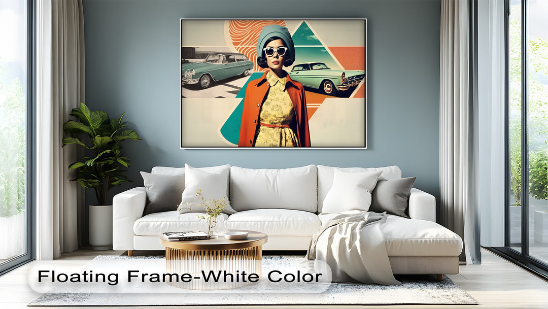 Retro Glamour Drive – Vintage Fashion & Classic Car Canvas Print