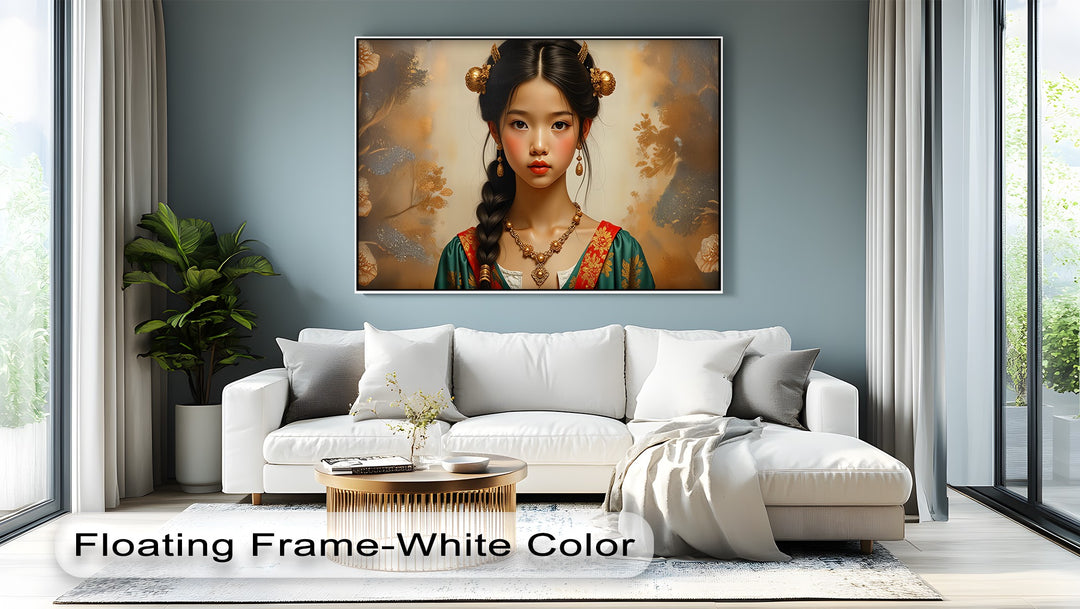 Golden Grace – Oriental Princess Portrait Canvas Wall Art | Biggest Canvas