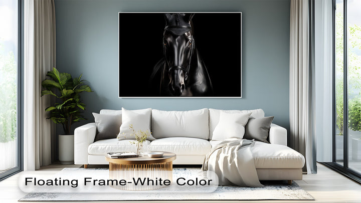 Noir Elegance – Black Horse Portrait Canvas Print