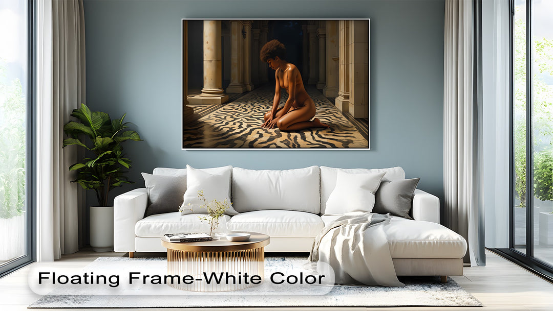 Midnight Devotion – Dark Erotic Canvas Wall Art | Nude African Woman