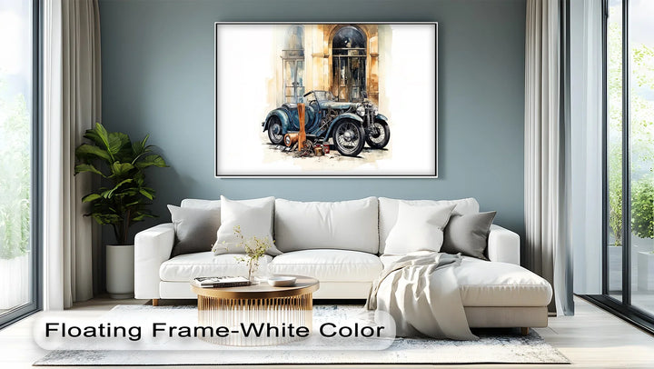 Vintage Blue Roadster & Tools – Car Canvas Print