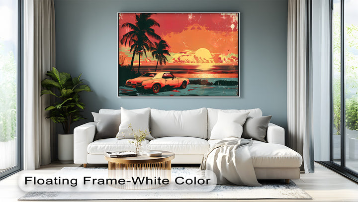 Golden Hour Drive – Sunset Muscle Car Canvas Print