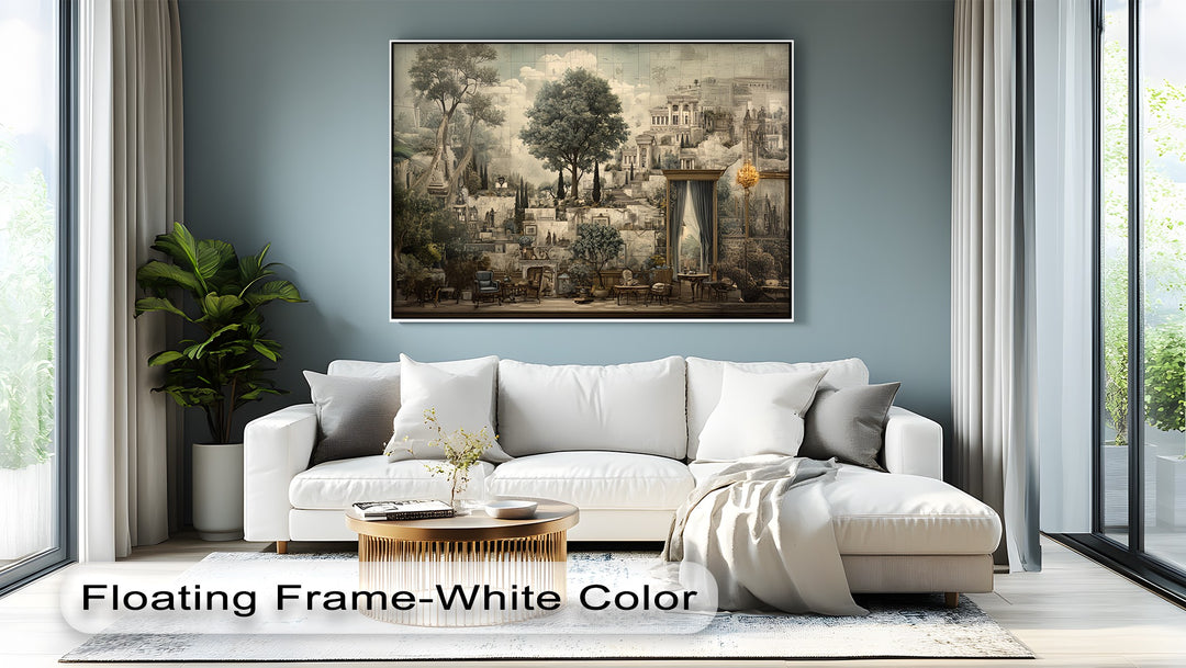 Classical Architecture & Garden Mural - Canvas Wall Art | Large Canvas